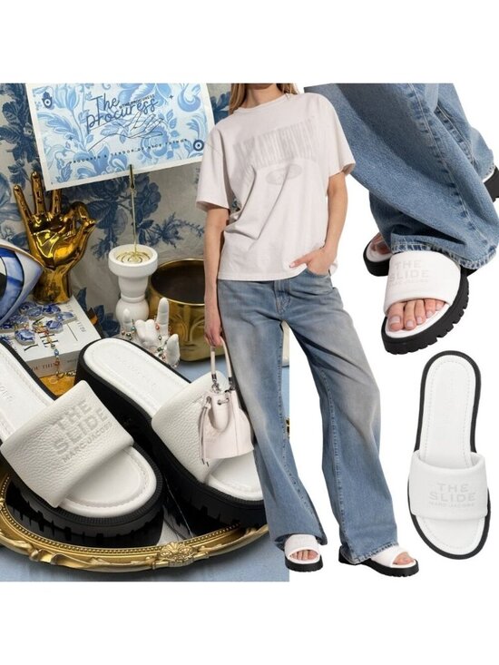 Marc Jacobs Shoes - 🆕 MARC JACOBS 🧿 NWOB The Lug Sole Slide Sandal, White Leather - Sz 38 US 8